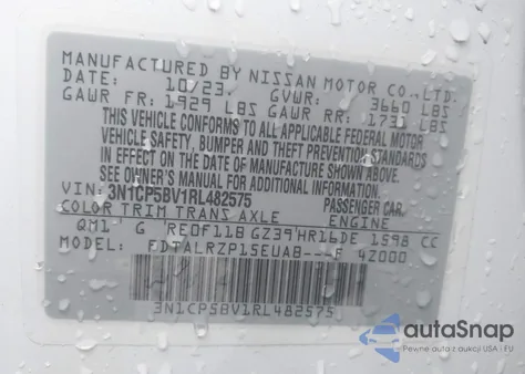 2024 Nissan Kicks S Xtronic Cvt from USA, damaged, VIN 3N1CP5BV1RL482575